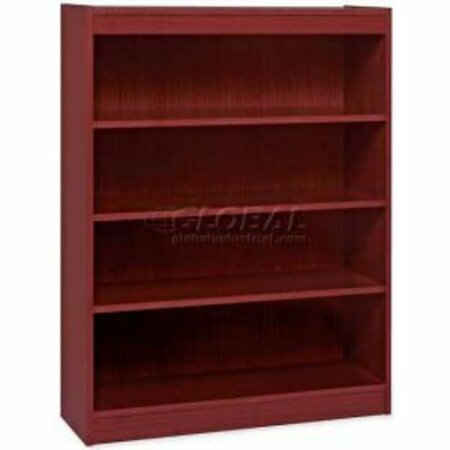 SP RICHARDS Lorell® 4-Shelf Panel End Hardwood Veneer Bookcase, 36"W x 12"D x 48"H, Mahogany LLR60072